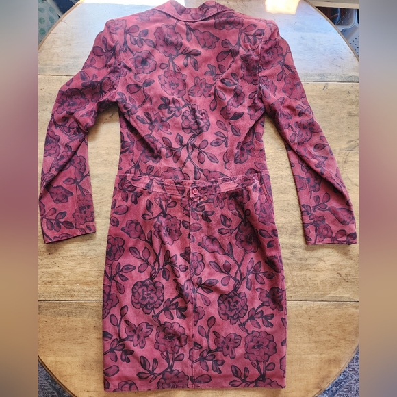 Vintage Emanuel Ungaro Paris Italy red lambskin suit jacket skirt set 10 VGUC - Picture 3 of 17